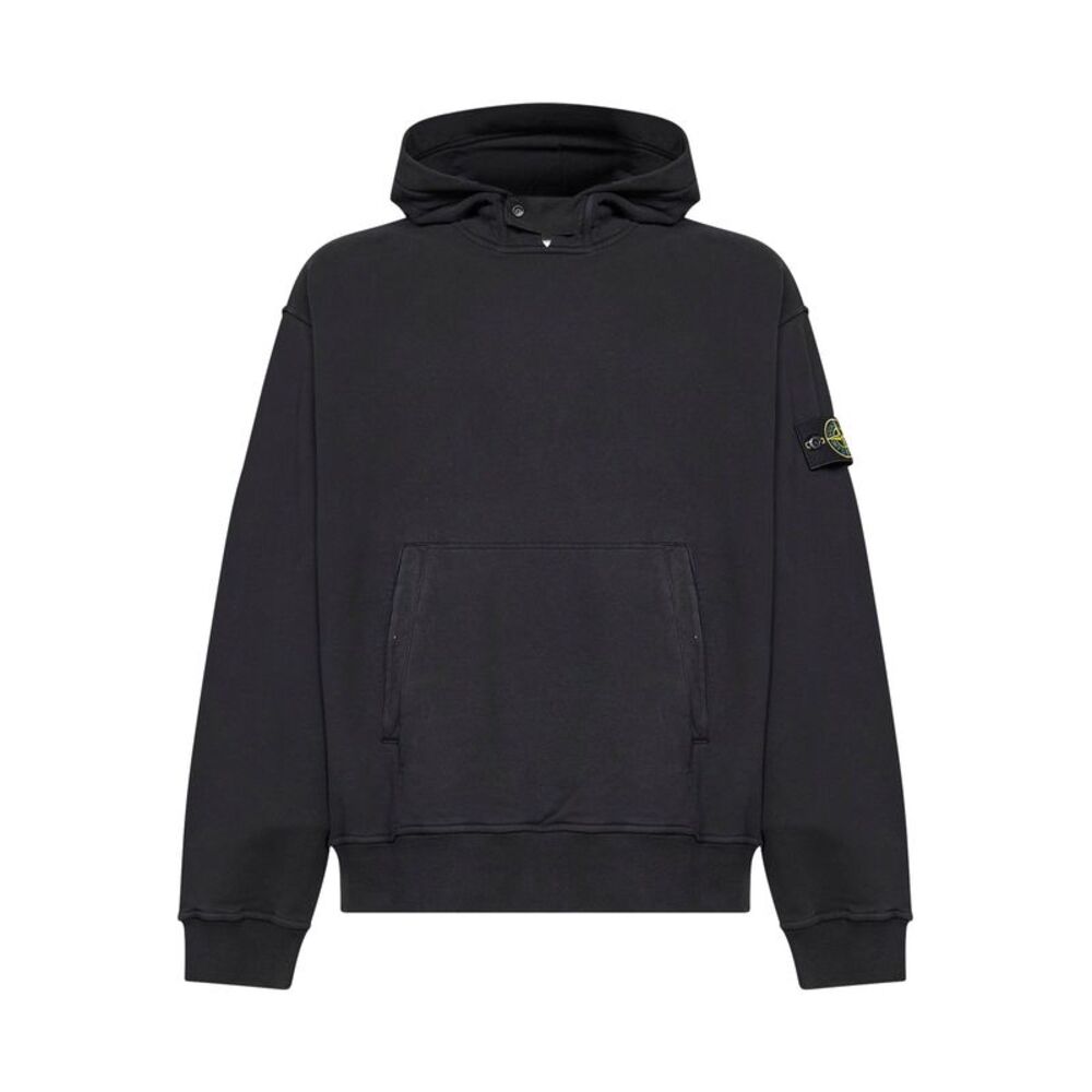 Stone Island Men Black Organic Cotton Hoodie